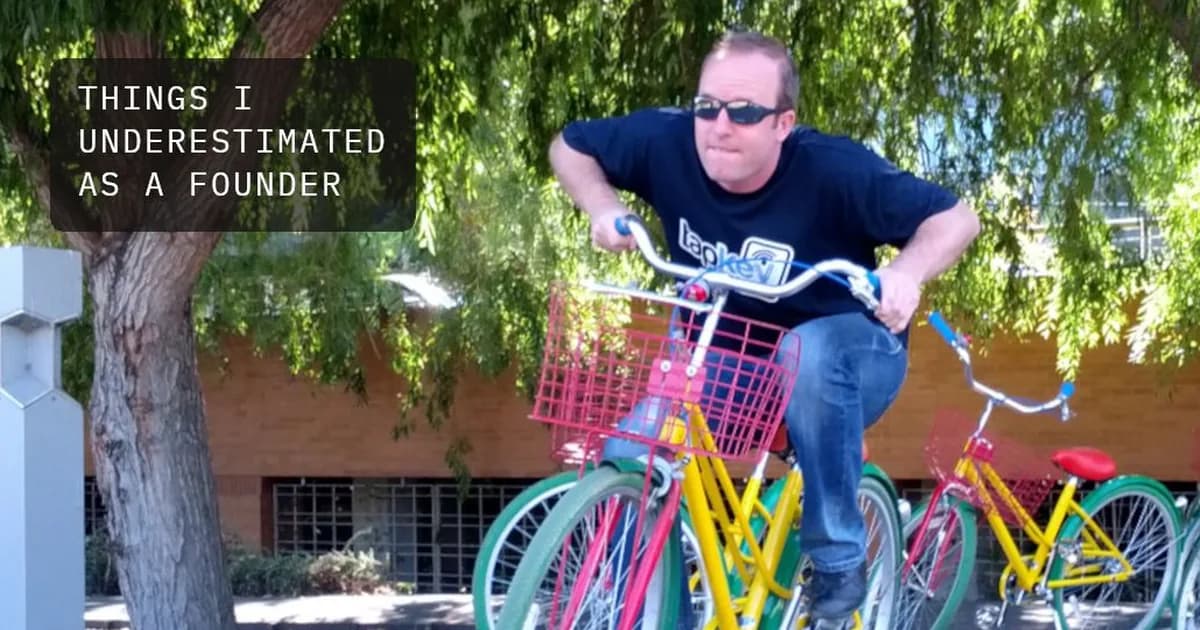 Gregor Zehetner riding a colorful campus bike in Silicon Valley
